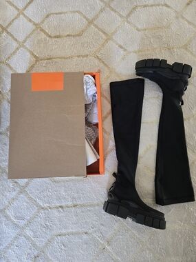 Ivy Park x Adidas Women's Super Sleek Long Boots Over-The-Knee Noir Size 8